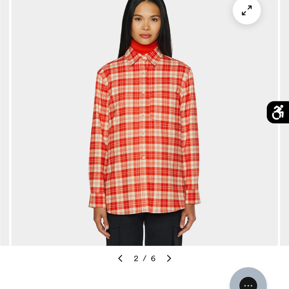 🆕 Tilley 🔥🔥🔥Orange and White Plaid Flannel Button-Up Shirt